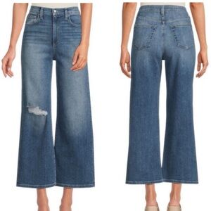 Joe’s High Waisted Wide-Leg Cropped Blue Jeans